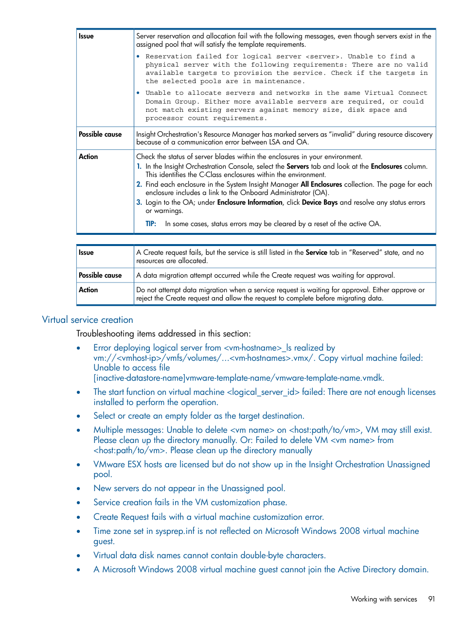 Virtual service creation | HP Matrix Operating Environment Software User Manual | Page 91 / 137