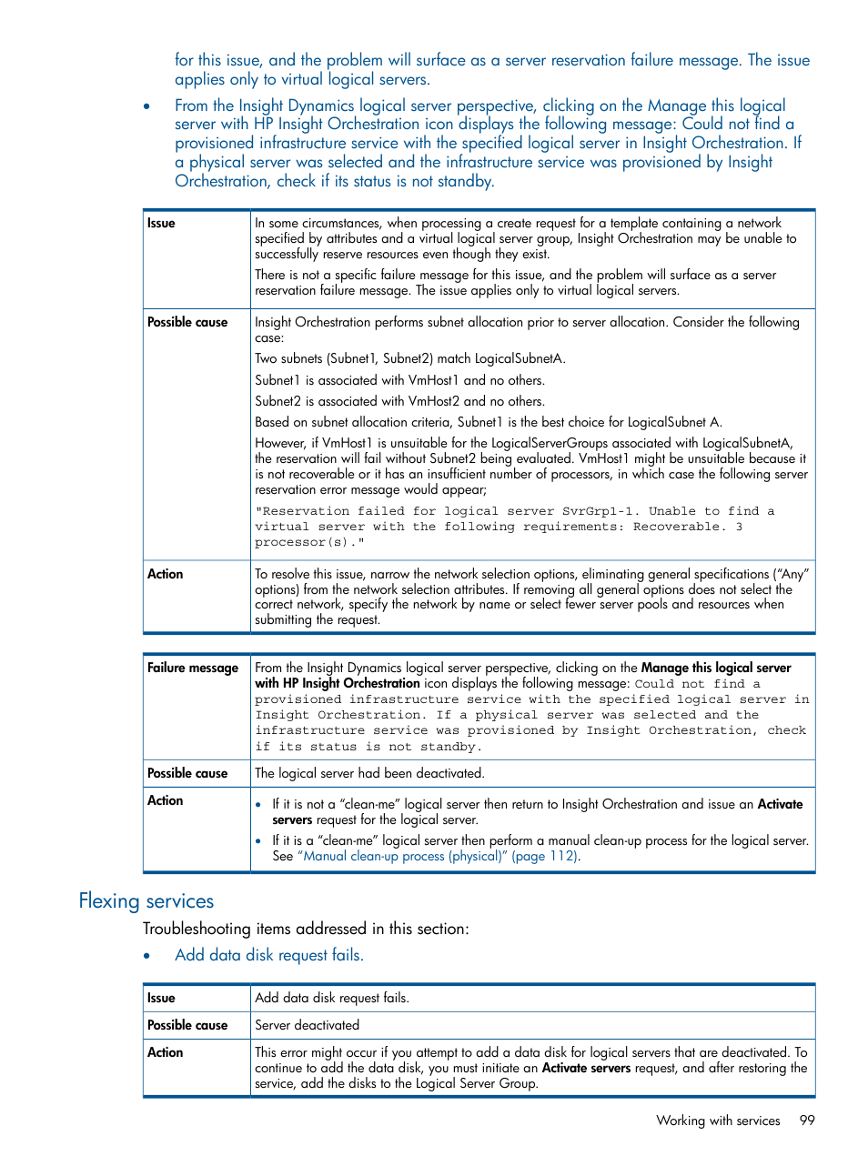 Flexing services | HP Matrix Operating Environment Software User Manual | Page 99 / 137