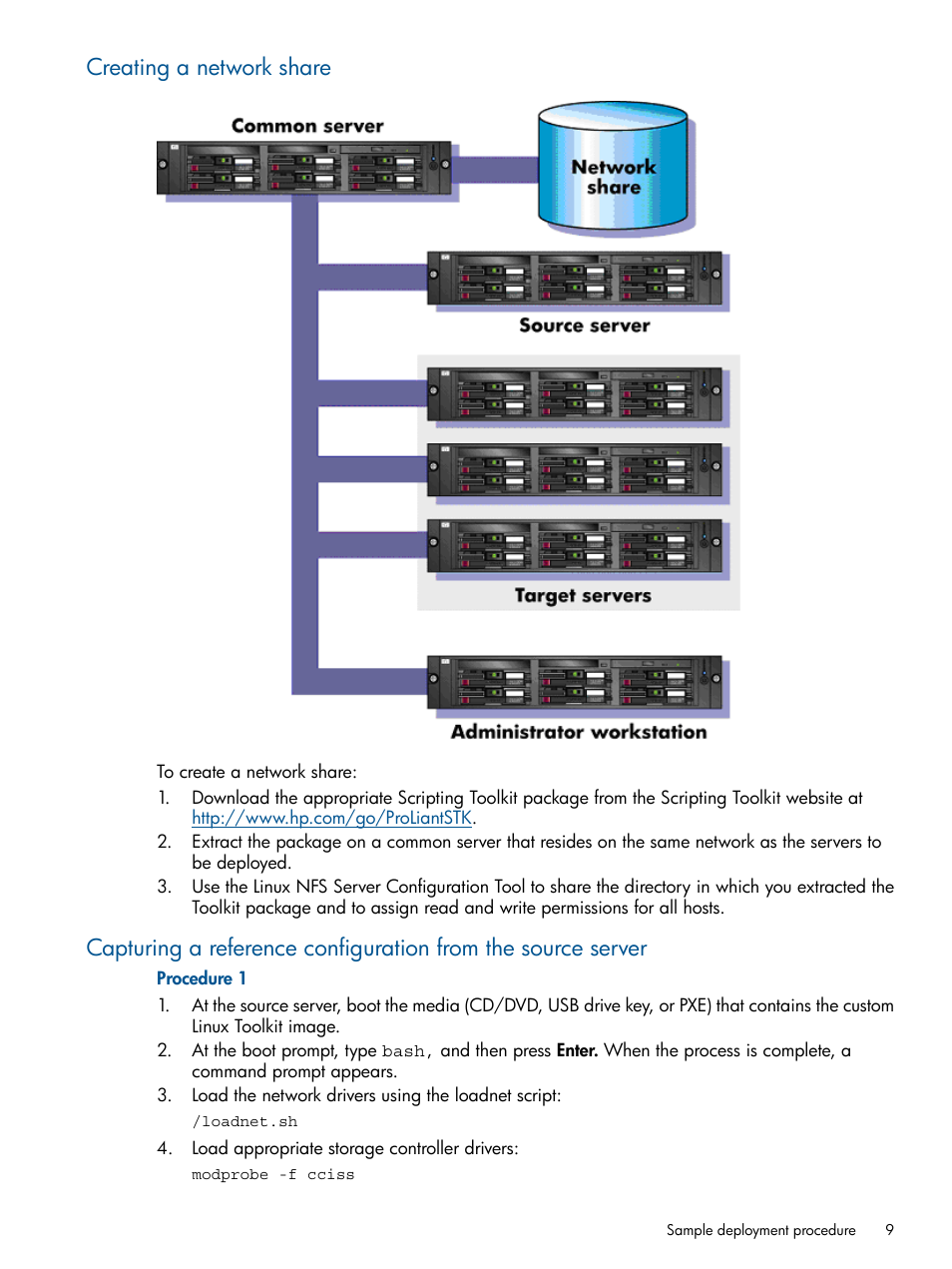 Creating a network share | HP Scripting Toolkit for Linux User Manual | Page 9 / 68