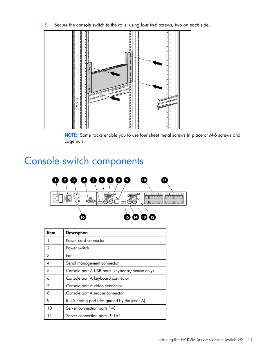 Console switch components | HP Compaq Server Console Switches User Manual | Page 11 / 54