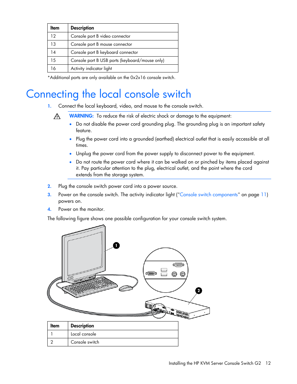 Connecting the local console switch | HP Compaq Server Console Switches User Manual | Page 12 / 54