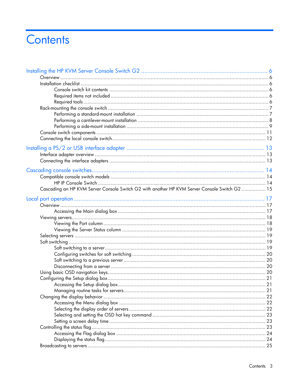 HP Compaq Server Console Switches User Manual | Page 3 / 54