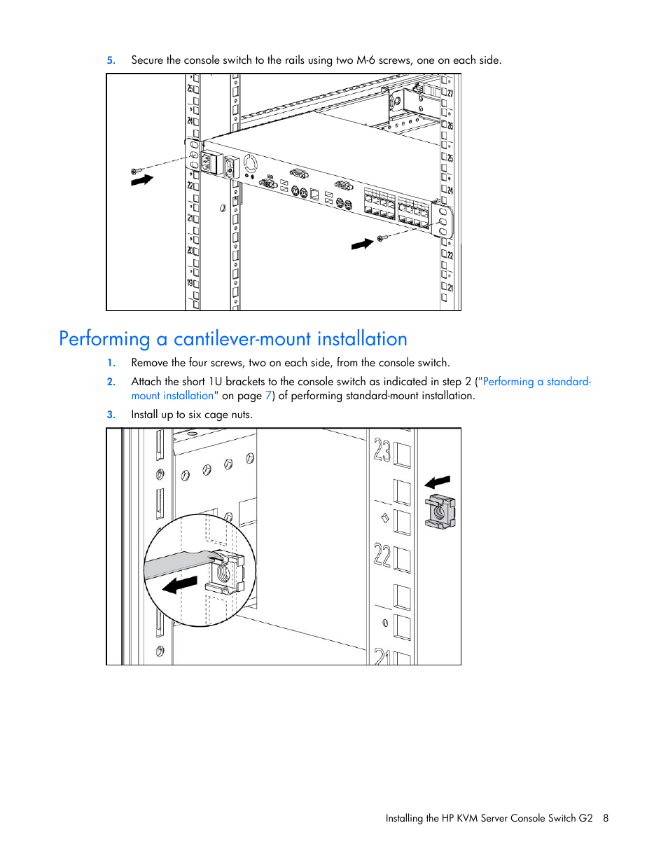 Performing a cantilever-mount installation | HP Compaq Server Console Switches User Manual | Page 8 / 54