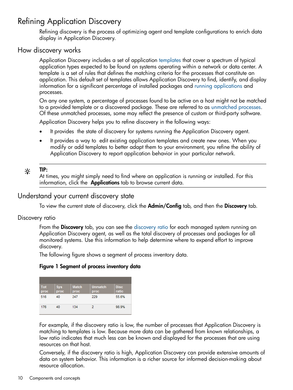 Refining application discovery, How discovery works, Understand your current discovery state | Discovery ratio | HP Matrix Operating Environment Software User Manual | Page 10 / 79