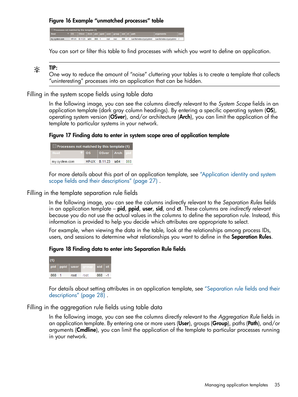 Filling in the template separation rule fields | HP Matrix Operating Environment Software User Manual | Page 35 / 79