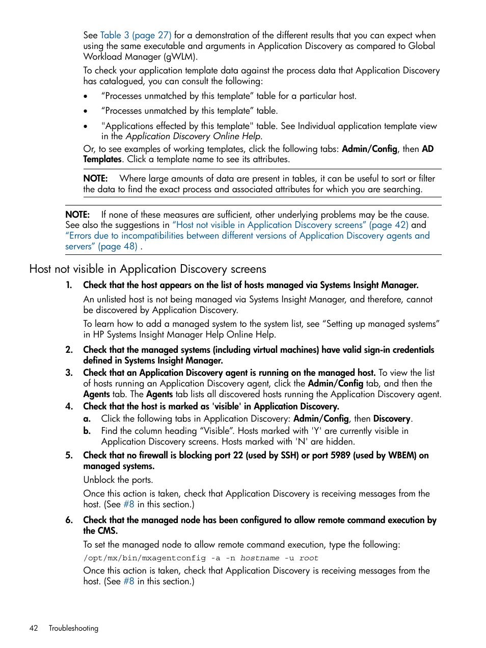 Host not visible in application discovery screens | HP Matrix Operating Environment Software User Manual | Page 42 / 79