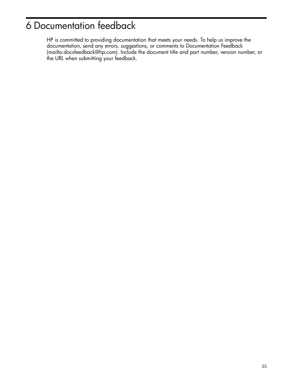 6 documentation feedback | HP Matrix Operating Environment Software User Manual | Page 55 / 79