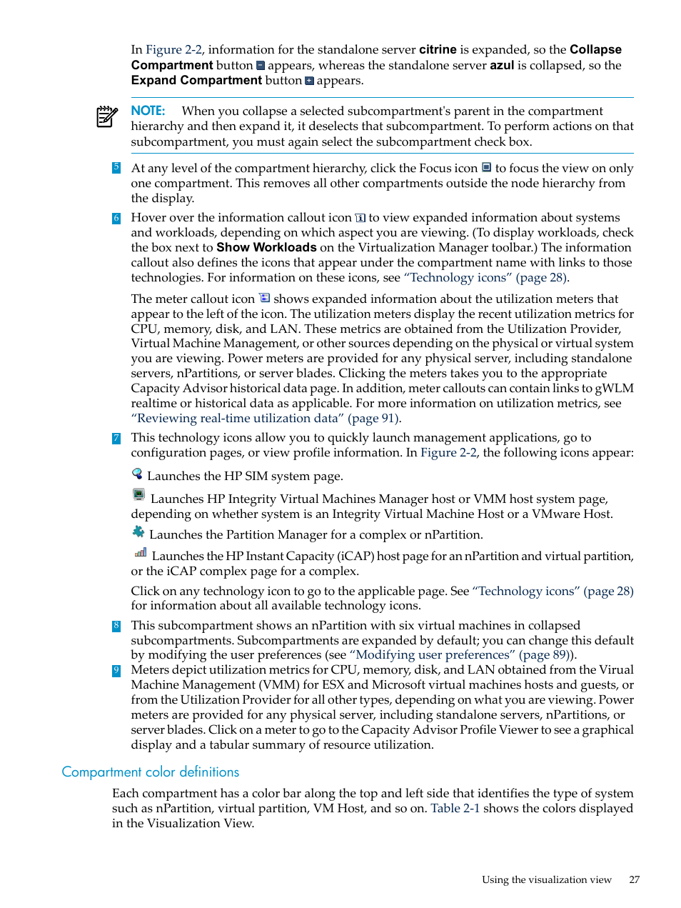 Compartment color definitions | HP Matrix Operating Environment Software User Manual | Page 27 / 104