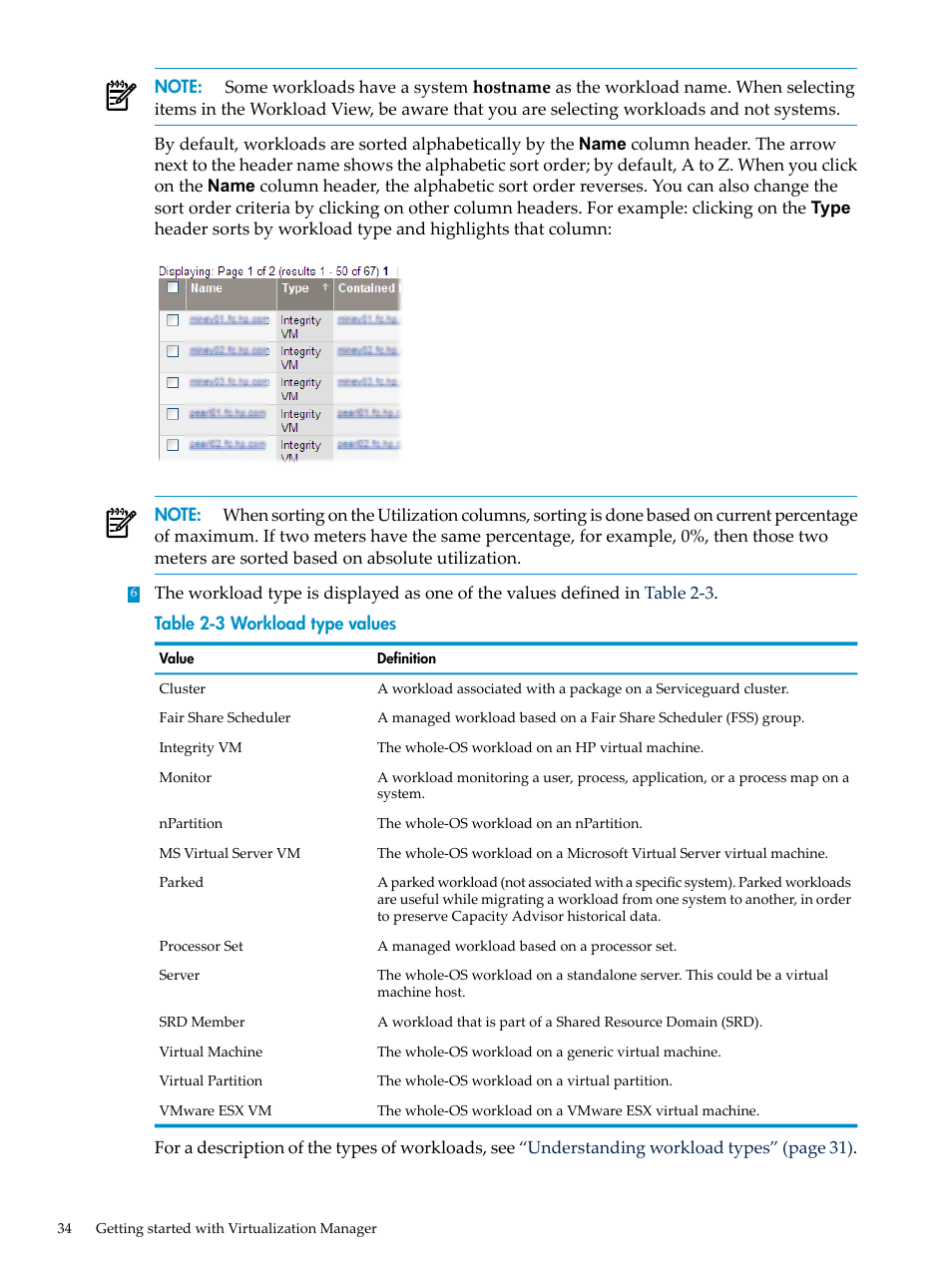 Workload type values | HP Matrix Operating Environment Software User Manual | Page 34 / 104