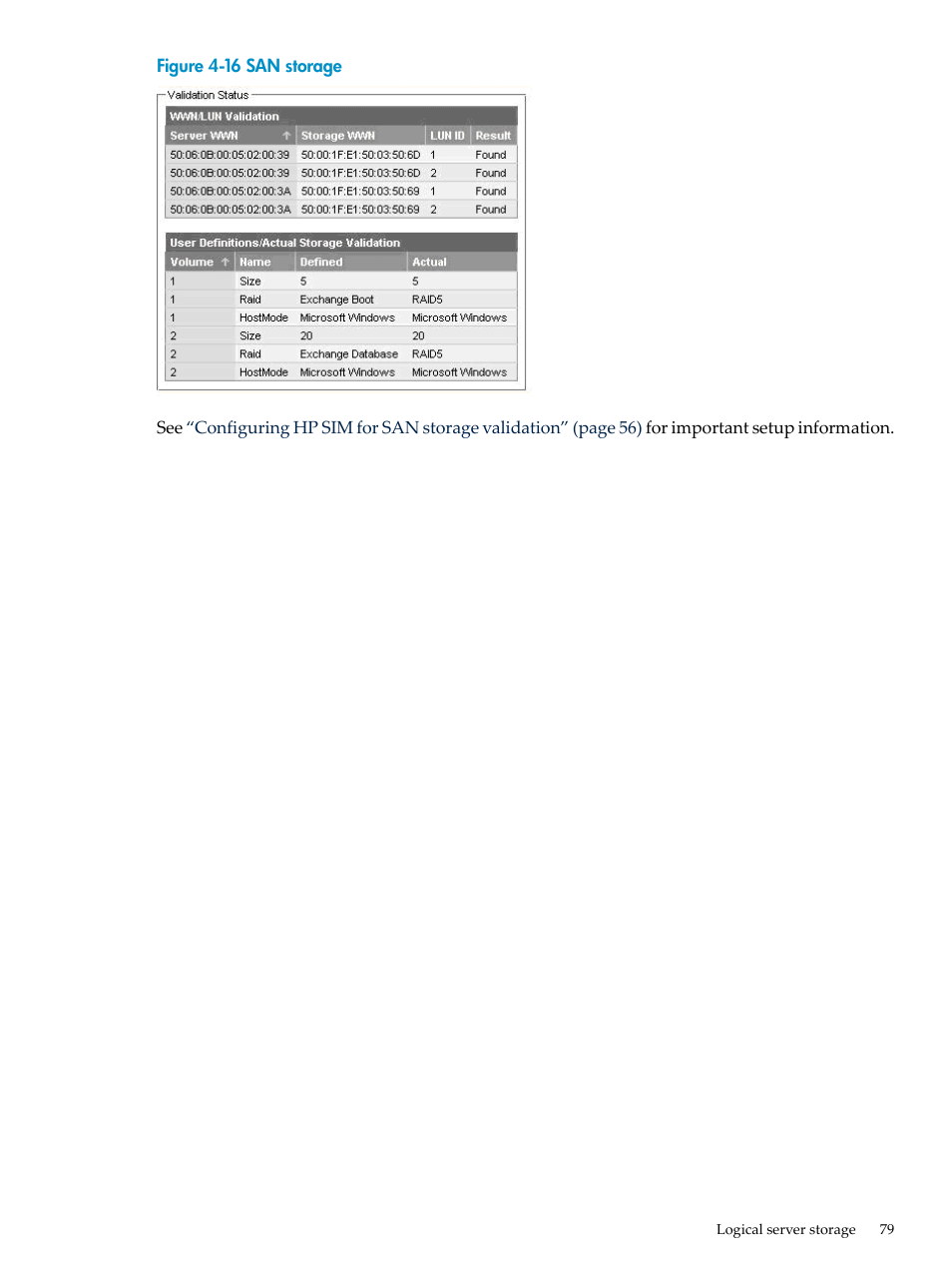 San storage | HP Matrix Operating Environment Software User Manual | Page 79 / 104