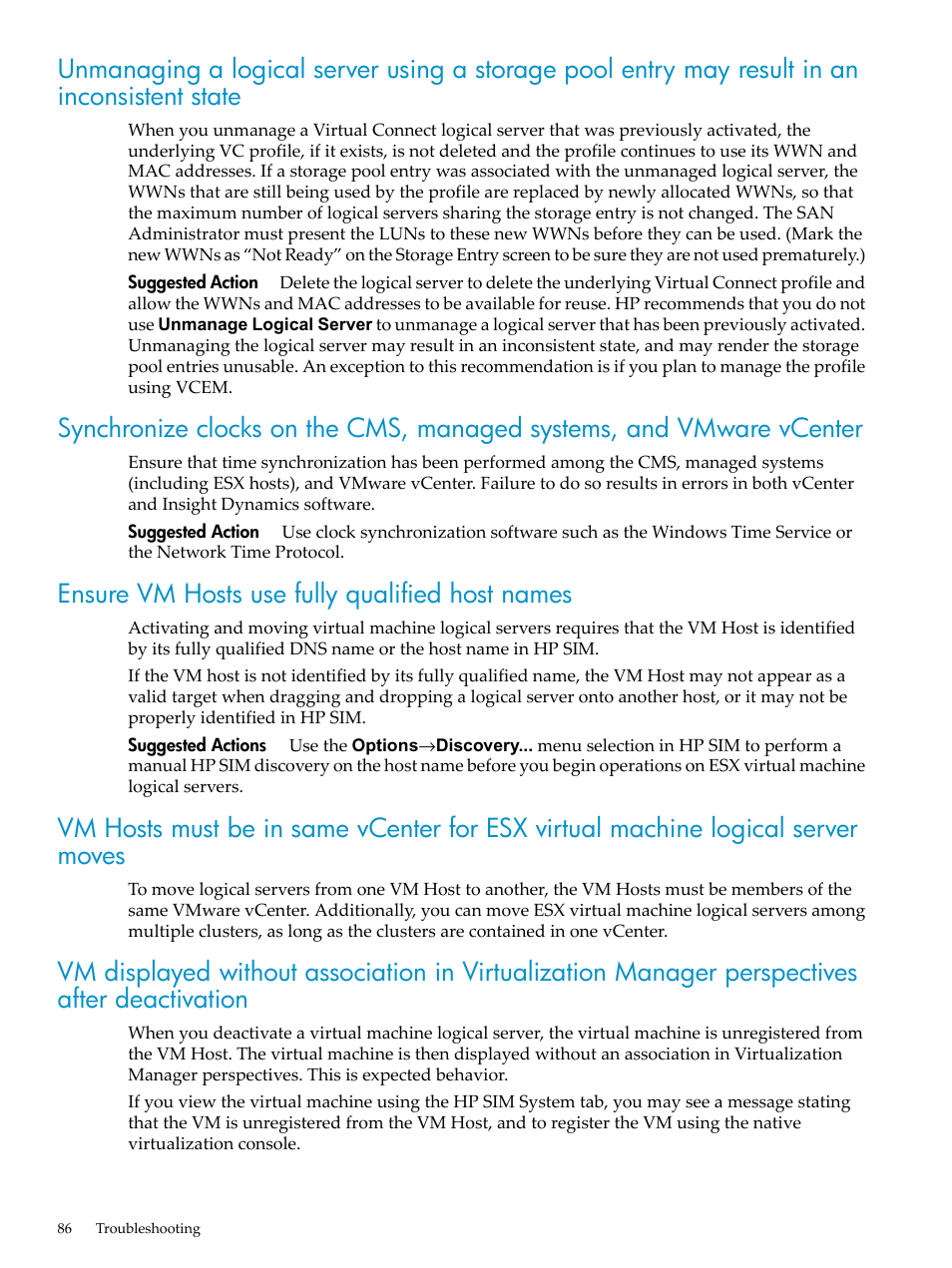 Ensure vm hosts use fully qualified host names | HP Matrix Operating Environment Software User Manual | Page 86 / 104