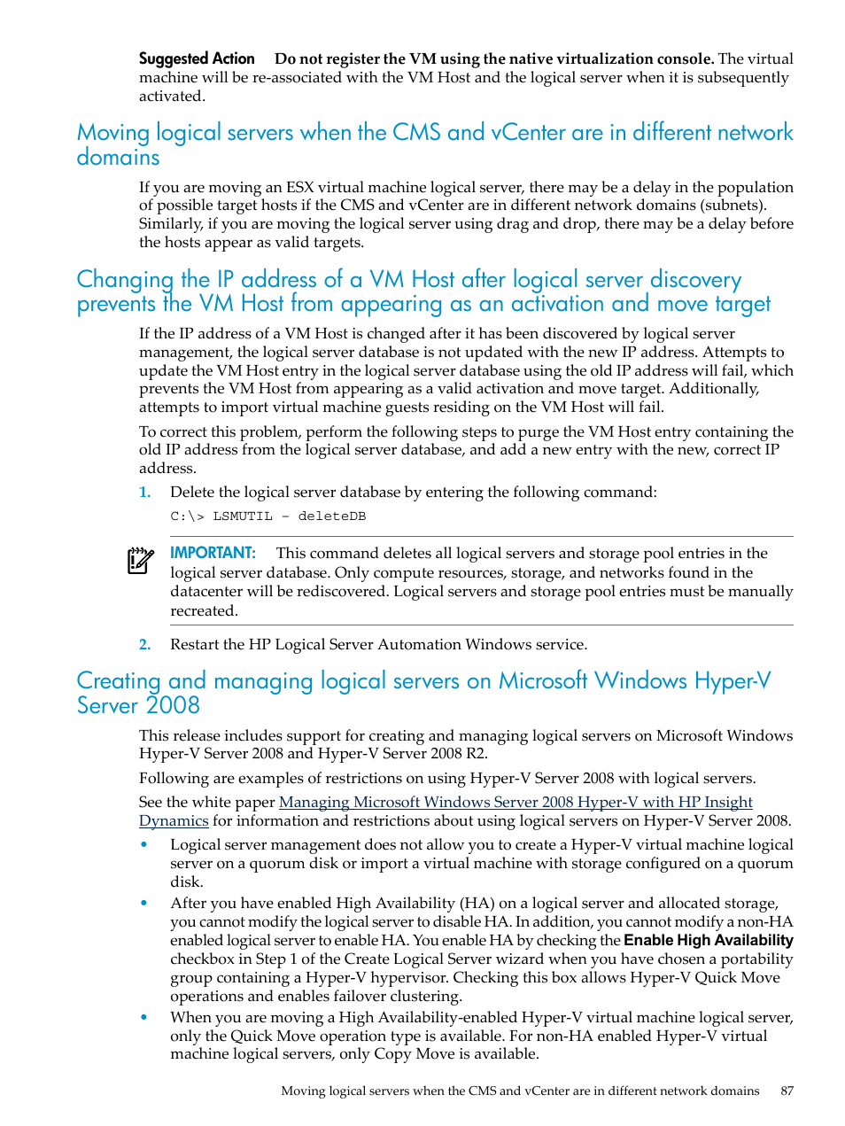 HP Matrix Operating Environment Software User Manual | Page 87 / 104