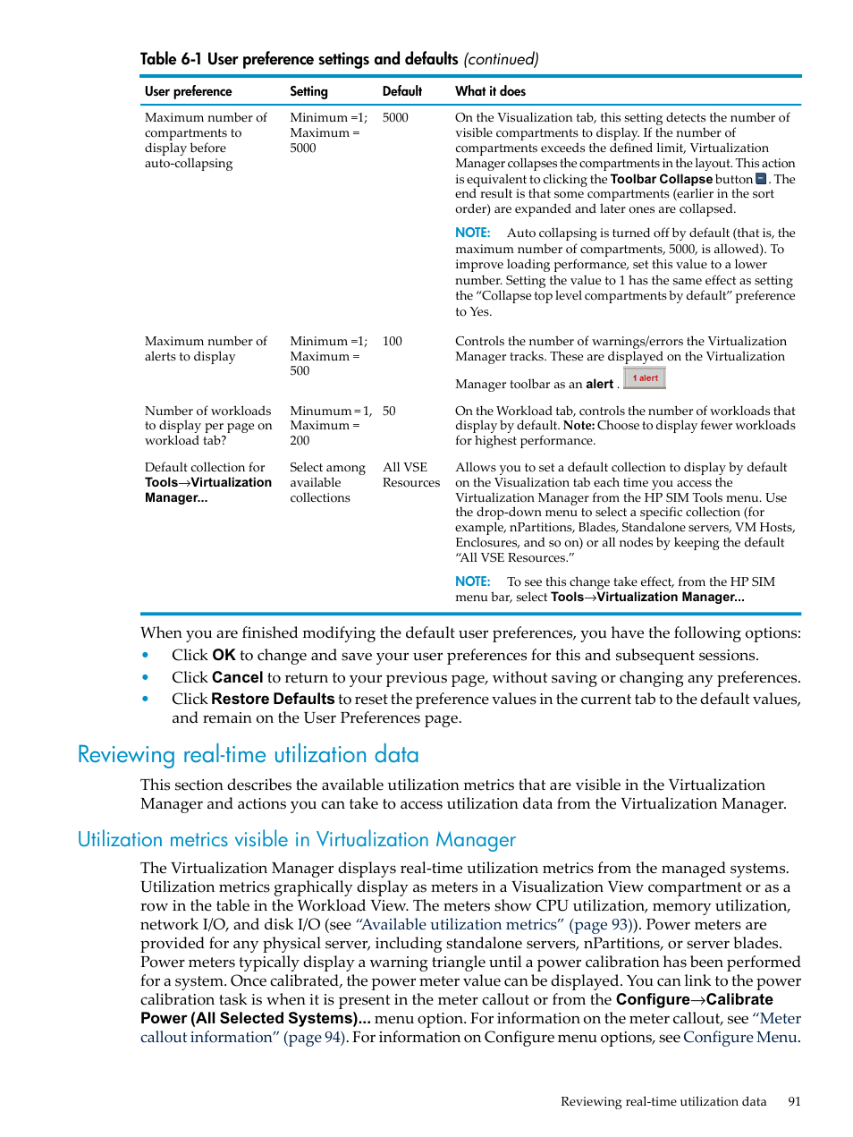 Reviewing real-time utilization data, Reviewing real-time | HP Matrix Operating Environment Software User Manual | Page 91 / 104