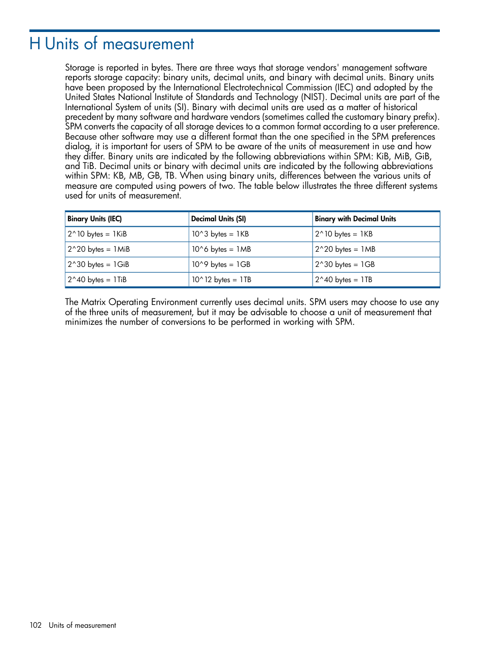 H units of measurement | HP Matrix Operating Environment Software User Manual | Page 102 / 107
