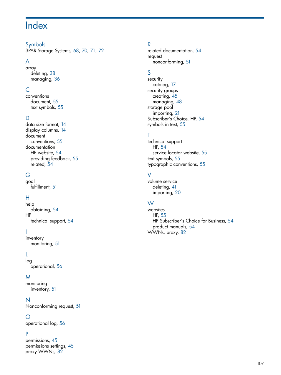 Index | HP Matrix Operating Environment Software User Manual | Page 107 / 107