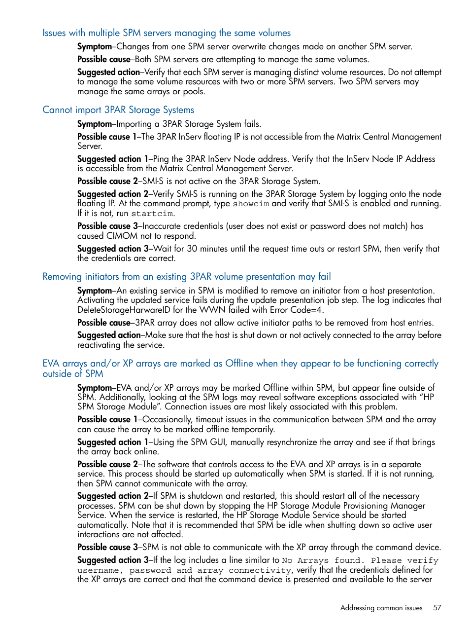 Cannot import 3par storage systems | HP Matrix Operating Environment Software User Manual | Page 57 / 107