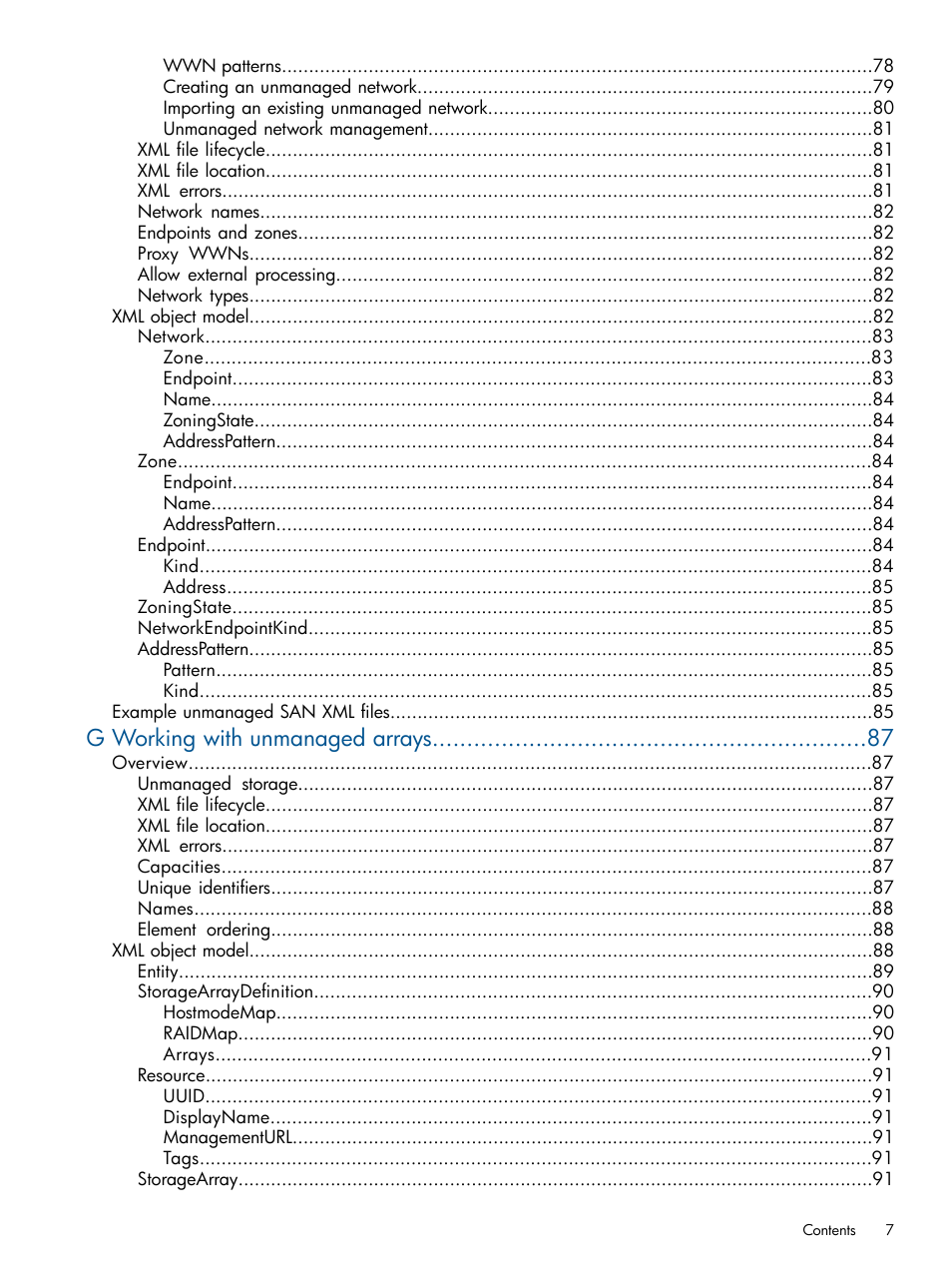 G working with unmanaged arrays | HP Matrix Operating Environment Software User Manual | Page 7 / 107