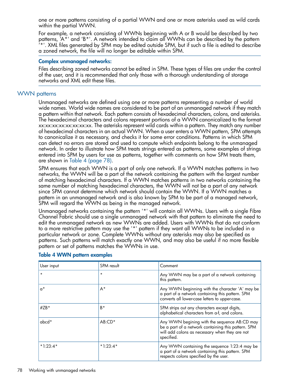 Wwn patterns | HP Matrix Operating Environment Software User Manual | Page 78 / 107