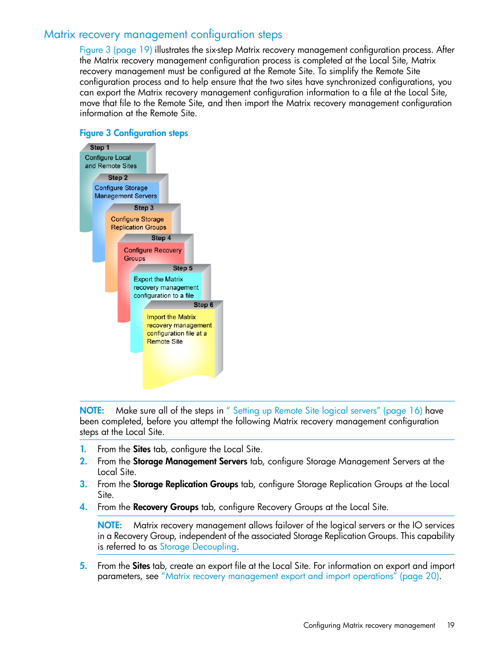 Matrix recovery management configuration steps | HP Matrix Operating Environment Software User Manual | Page 19 / 74