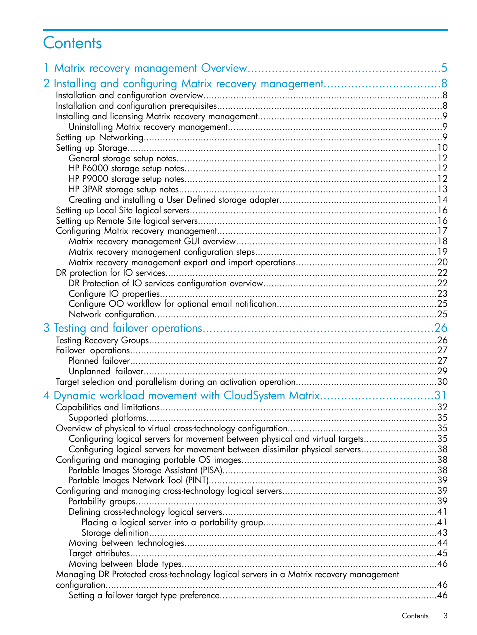 HP Matrix Operating Environment Software User Manual | Page 3 / 74