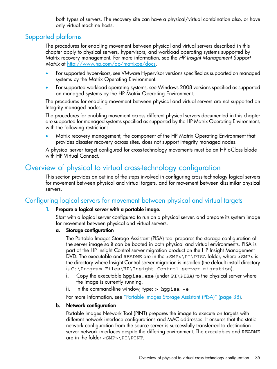 Supported platforms | HP Matrix Operating Environment Software User Manual | Page 35 / 74