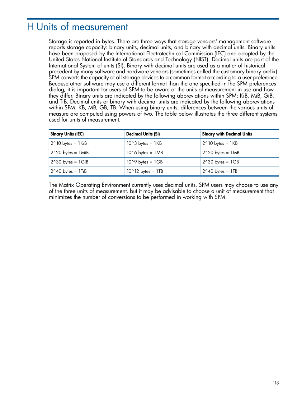 H units of measurement | HP Matrix Operating Environment Software User Manual | Page 113 / 120