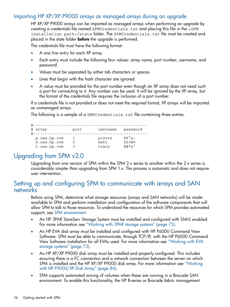 Upgrading from spm v2.0 | HP Matrix Operating Environment Software User Manual | Page 16 / 120