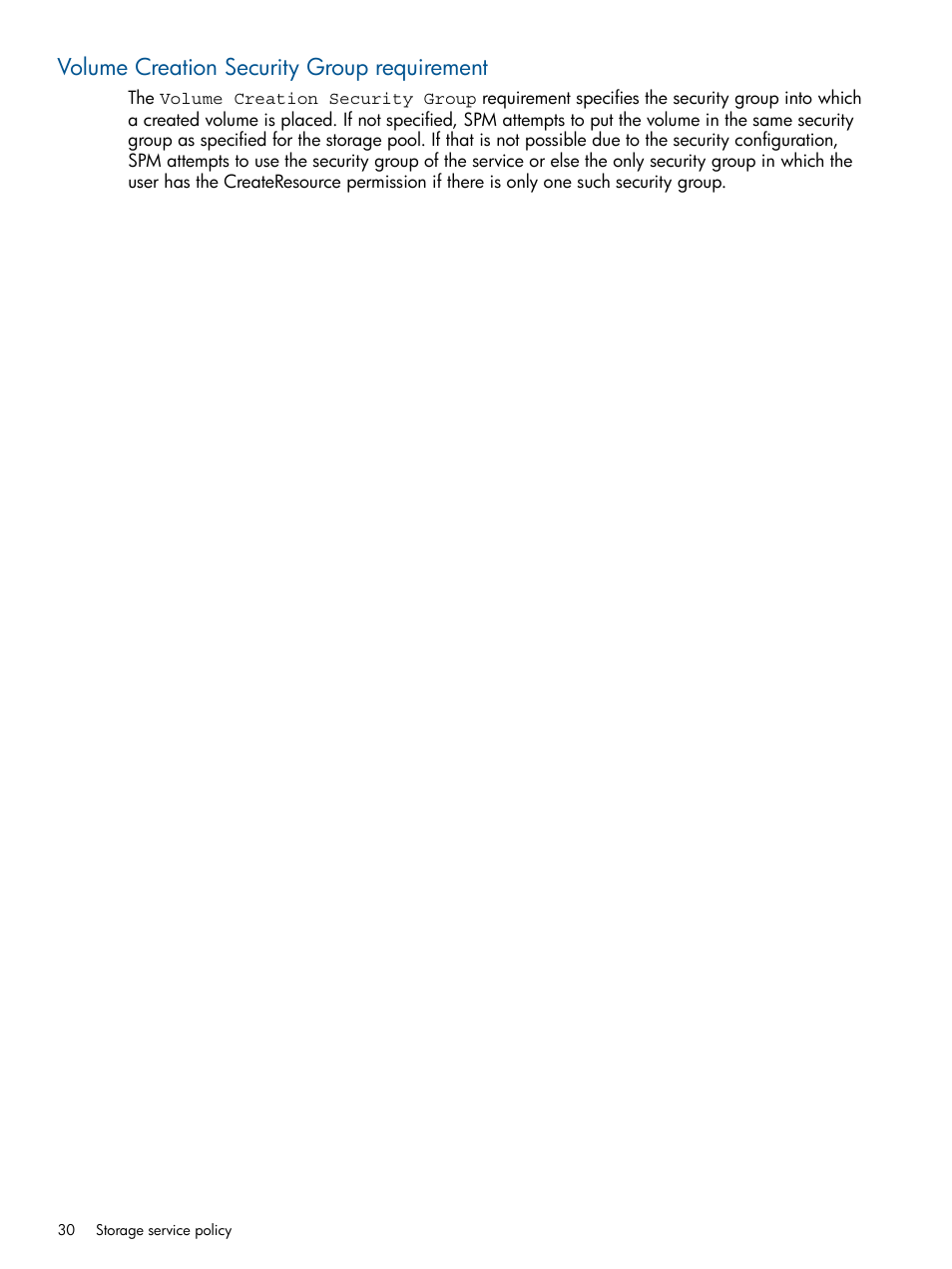 Volume creation security group requirement | HP Matrix Operating Environment Software User Manual | Page 30 / 120