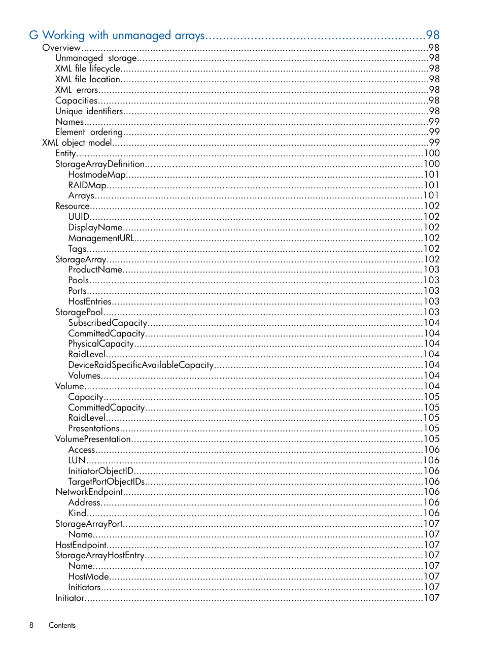 G working with unmanaged arrays | HP Matrix Operating Environment Software User Manual | Page 8 / 120