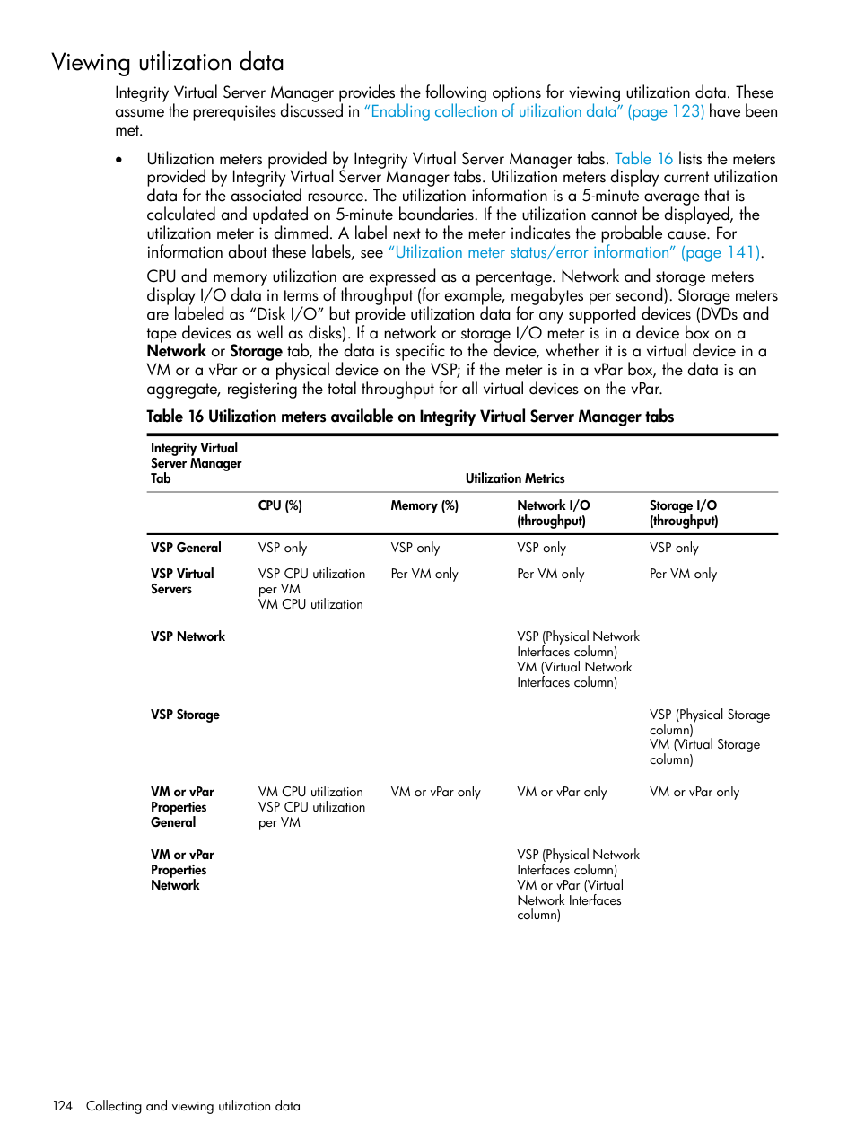 Viewing utilization data | HP Matrix Operating Environment Software User Manual | Page 124 / 152