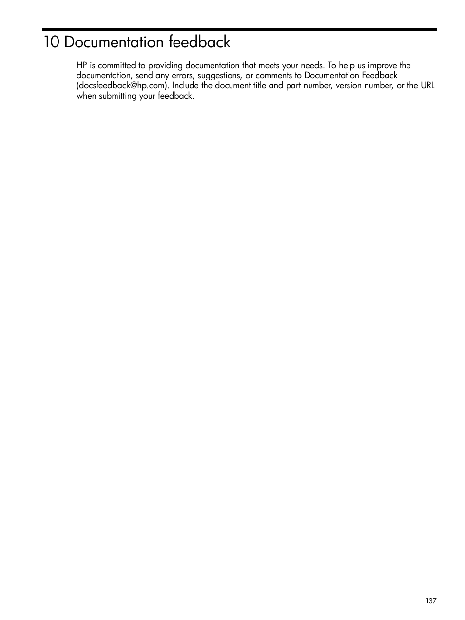 10 documentation feedback | HP Matrix Operating Environment Software User Manual | Page 137 / 152