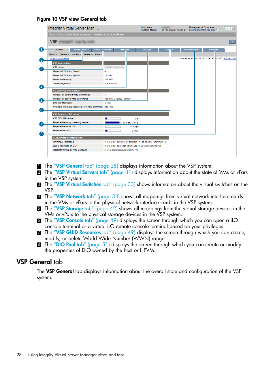 Vsp general tab | HP Matrix Operating Environment Software User Manual | Page 28 / 152