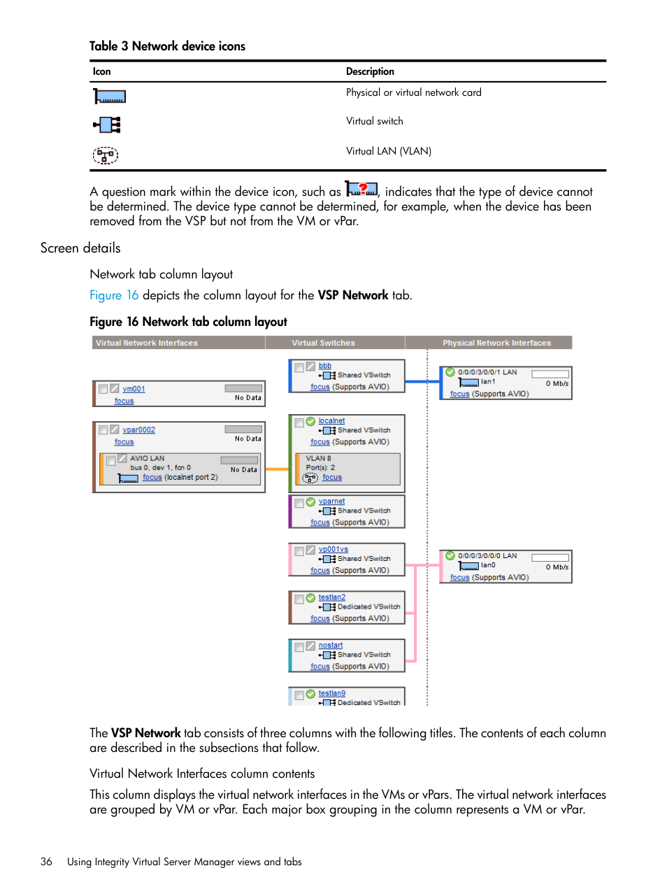 Screen details | HP Matrix Operating Environment Software User Manual | Page 36 / 152