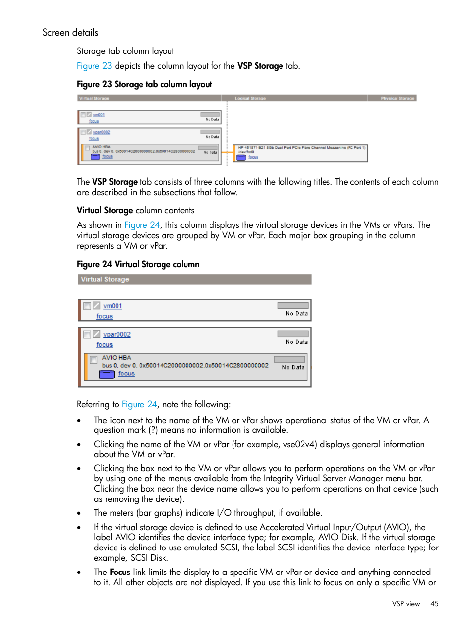 Screen details | HP Matrix Operating Environment Software User Manual | Page 45 / 152