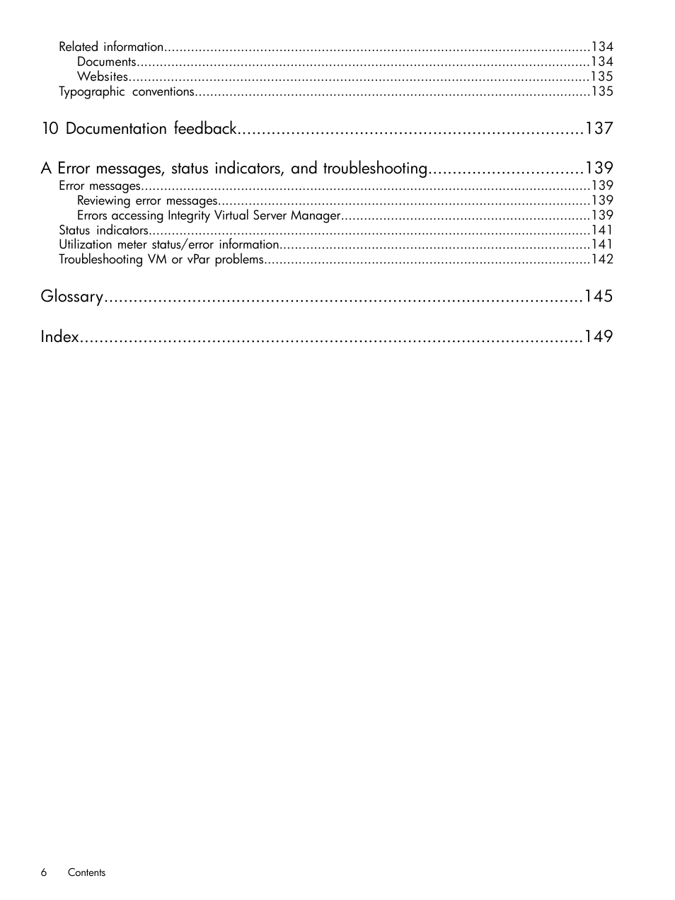 Glossary index | HP Matrix Operating Environment Software User Manual | Page 6 / 152