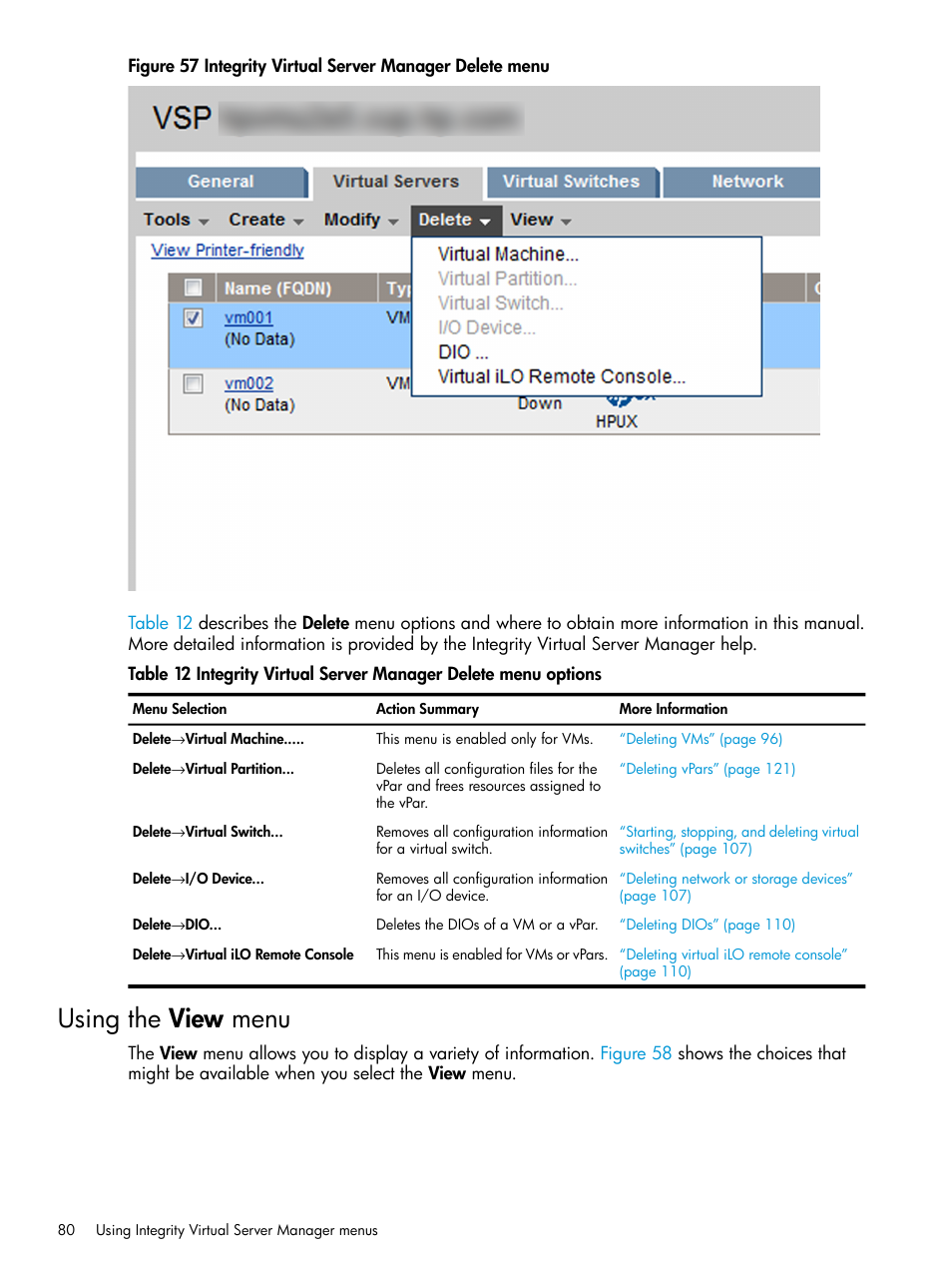 Using the view menu, Figure 57 | HP Matrix Operating Environment Software User Manual | Page 80 / 152