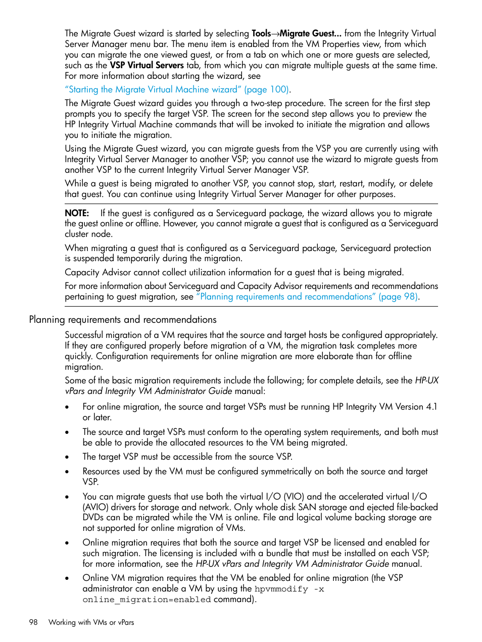 Planning requirements and recommendations | HP Matrix Operating Environment Software User Manual | Page 98 / 152