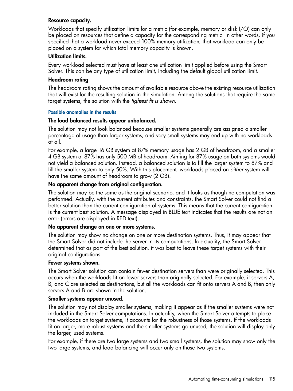 Possible anomalies in the results | HP Matrix Operating Environment Software User Manual | Page 115 / 189