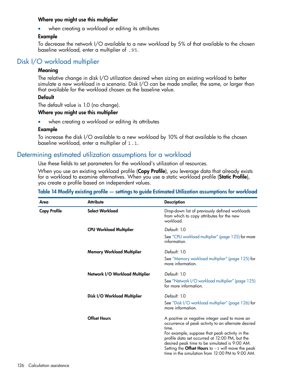 Disk i/o workload multiplier, Determining estimated | HP Matrix Operating Environment Software User Manual | Page 126 / 189