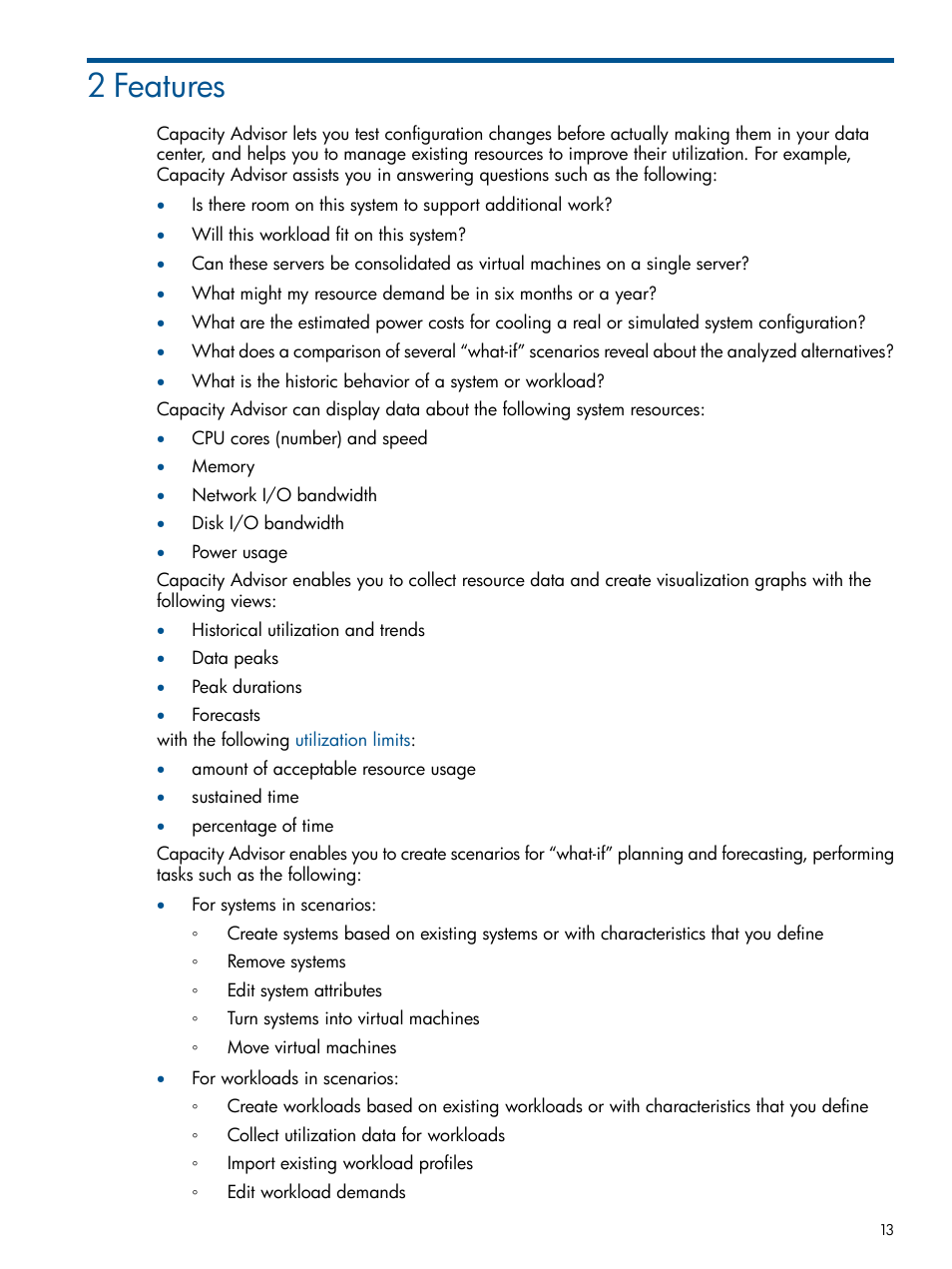 2 features | HP Matrix Operating Environment Software User Manual | Page 13 / 189