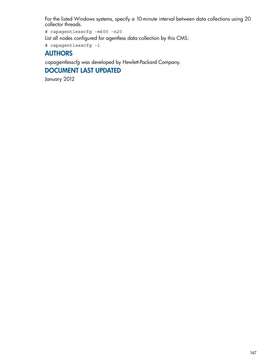 Authors, Document last updated | HP Matrix Operating Environment Software User Manual | Page 147 / 189