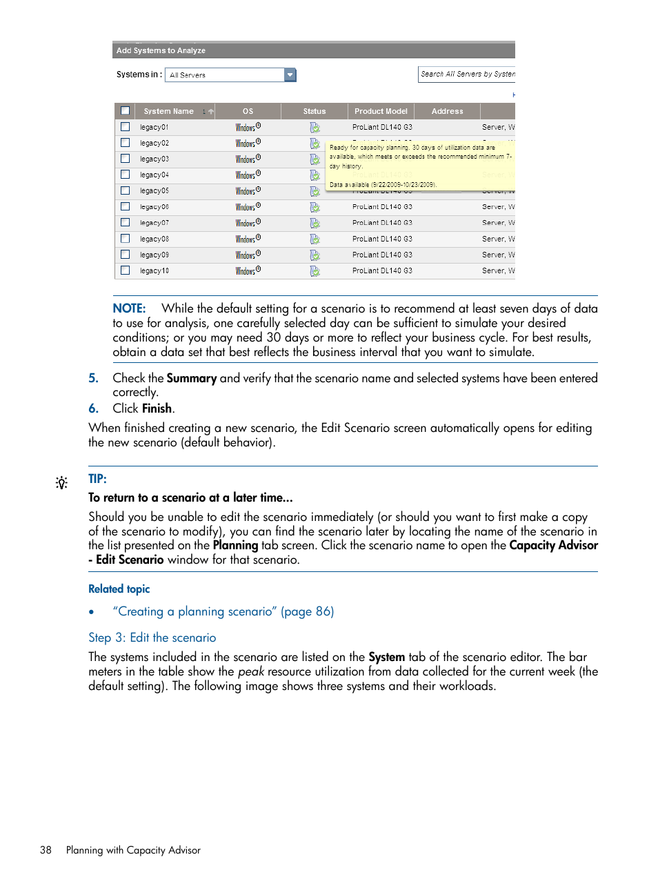 Step 3: edit the scenario | HP Matrix Operating Environment Software User Manual | Page 38 / 189