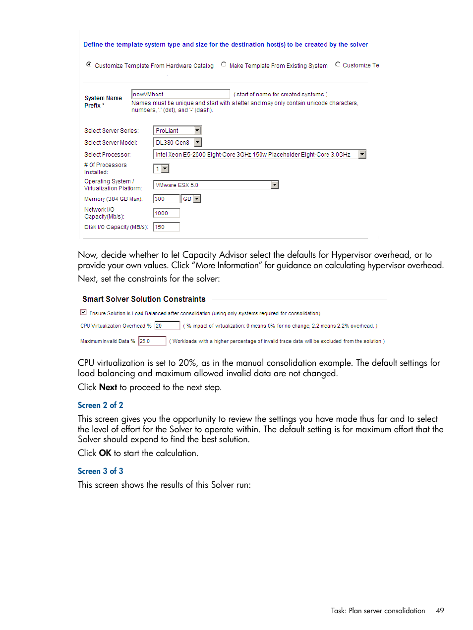 Screen 2 of 2, Screen 3 of 3 | HP Matrix Operating Environment Software User Manual | Page 49 / 189