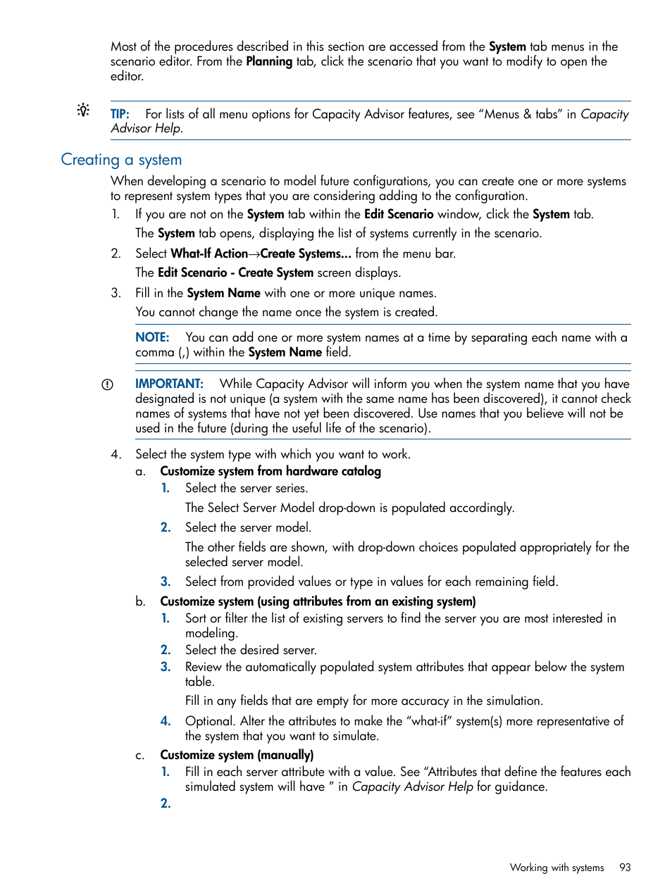 Creating a system | HP Matrix Operating Environment Software User Manual | Page 93 / 189