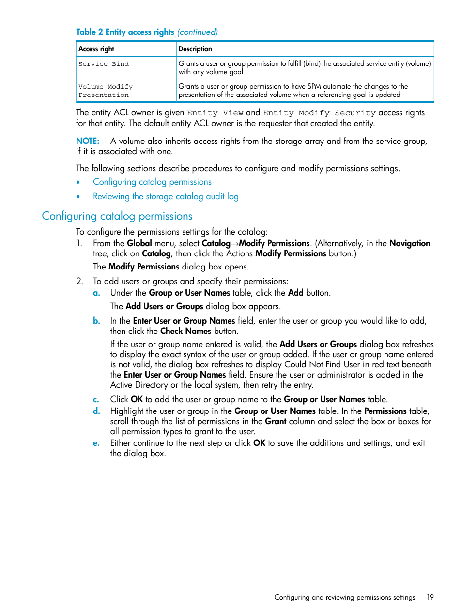 Configuring catalog permissions | HP Matrix Operating Environment Software User Manual | Page 19 / 63