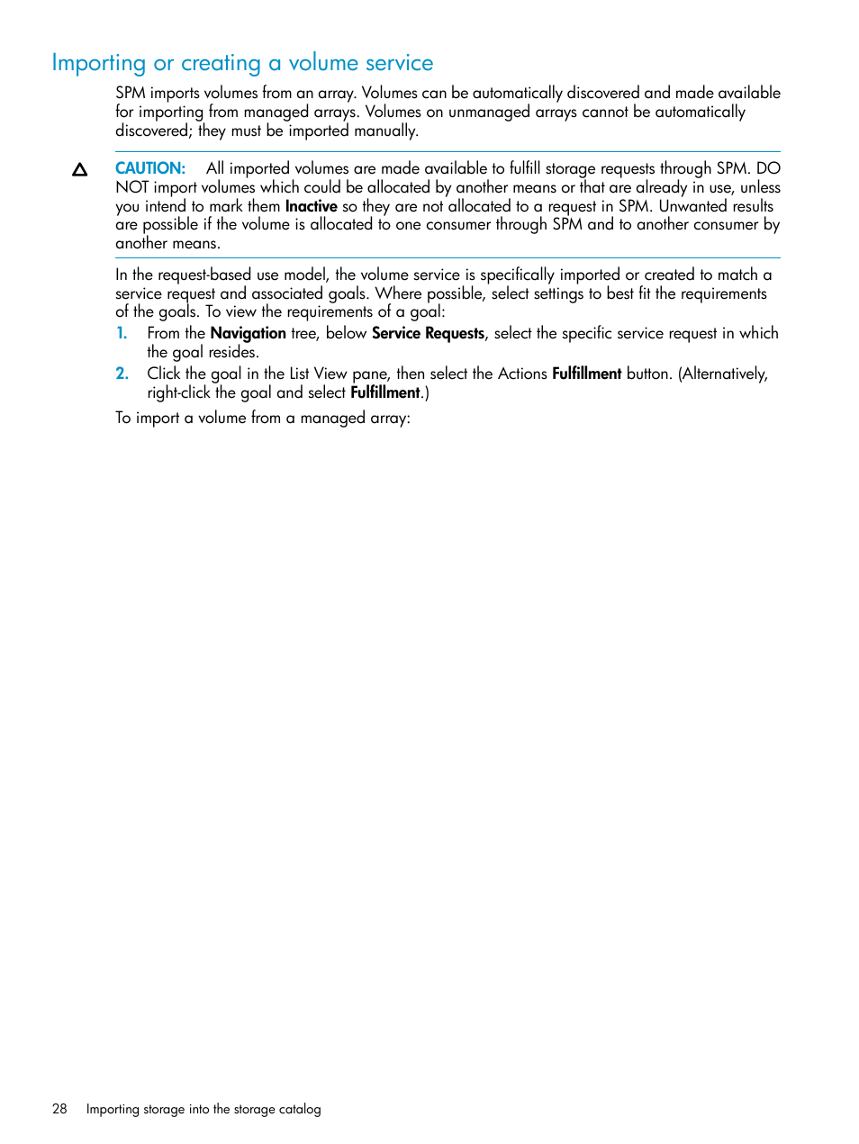 Importing or creating a volume service | HP Matrix Operating Environment Software User Manual | Page 28 / 63