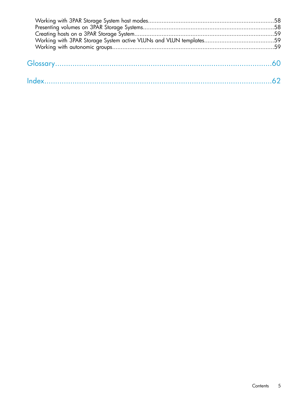 Glossary index | HP Matrix Operating Environment Software User Manual | Page 5 / 63