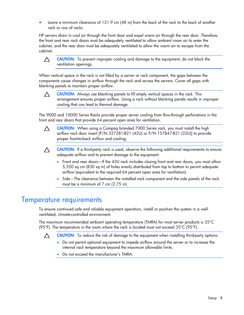 Temperature requirements | HP ProLiant DL145 G3 Server User Manual | Page 8 / 81