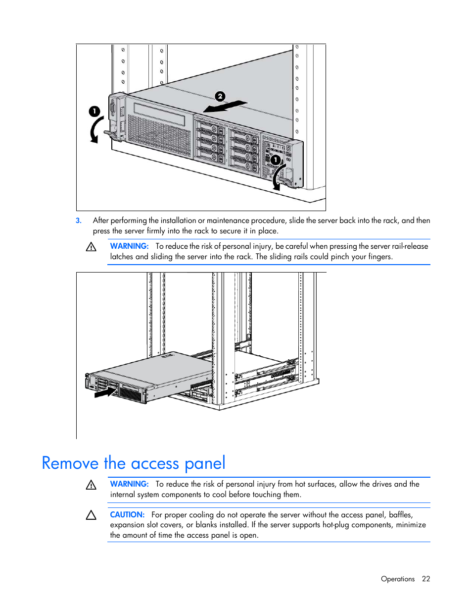 Remove the access panel | HP ProLiant DL380 Server User Manual | Page 22 / 128