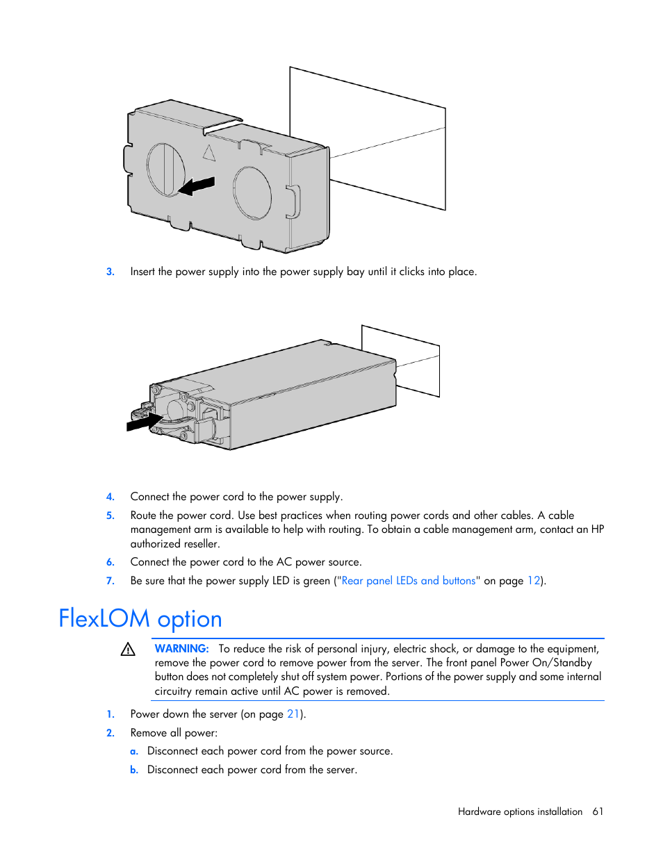 Flexlom option | HP ProLiant DL380 Server User Manual | Page 61 / 128
